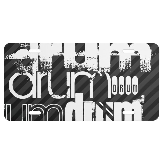 Drum; Black & Dark Gray Stripes License Plate (Front)