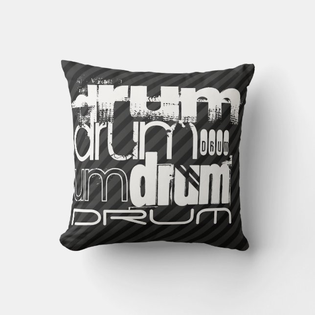 Drum; Black & Dark Gray Stripes Throw Pillow (Front)