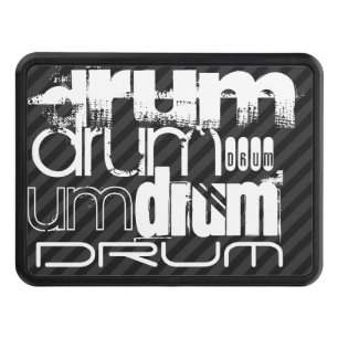 Drum; Black & Dark Gray Stripes Trailer Hitch Cover