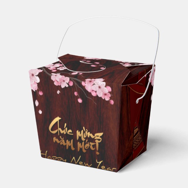 Drum Blossom Tet Hoa Anh Dao Vietnamese New Year t Favor Boxes (Front Side)