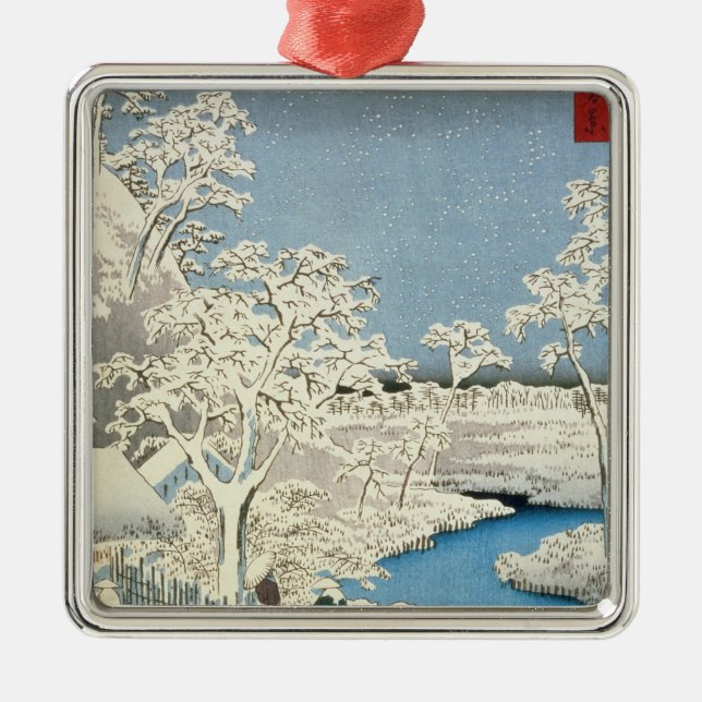 Drum bridge and Setting Sun Hill at Meguro Metal Ornament (Front)