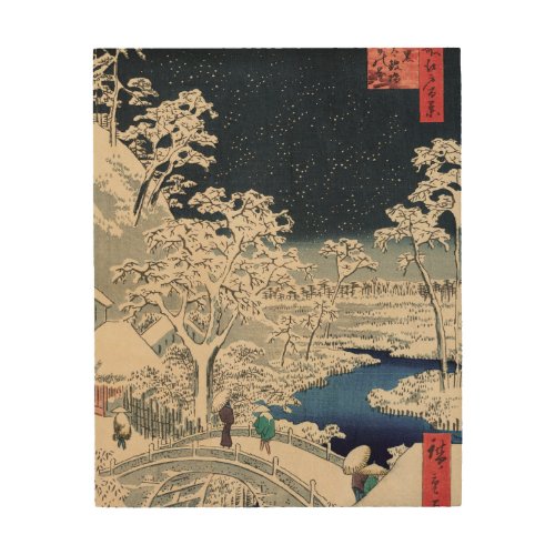 Drum Bridge in Snow Vintage Ukiyo_e Japanese Art