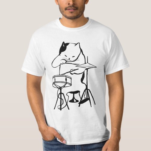 DRUM Cat DRUMMER t_shirts