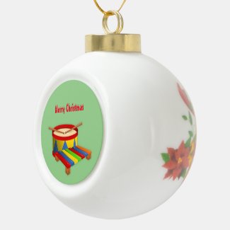 Drum Christmas Ceramic Ball Ornament