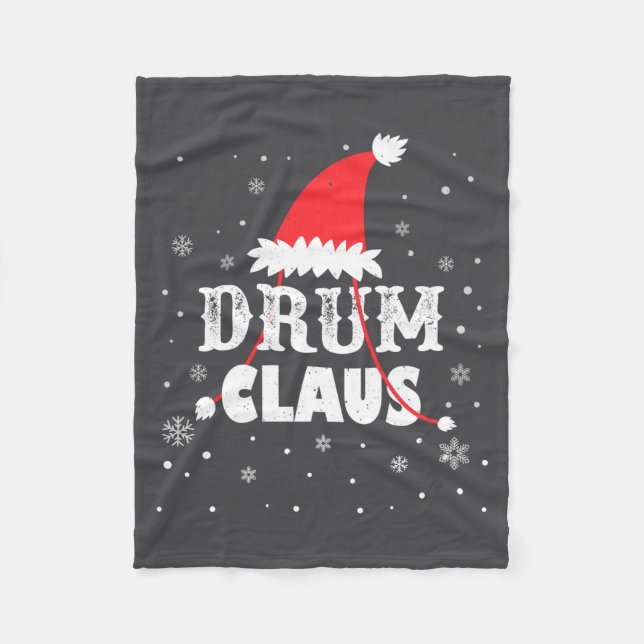 Drum Claus Santa Christmas Drummer Long Sleeve  Fleece Blanket (Front)