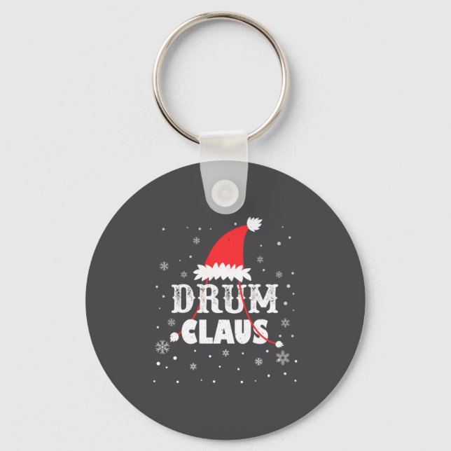 Drum Claus Santa Christmas Drummer Long Sleeve  Keychain (Front)