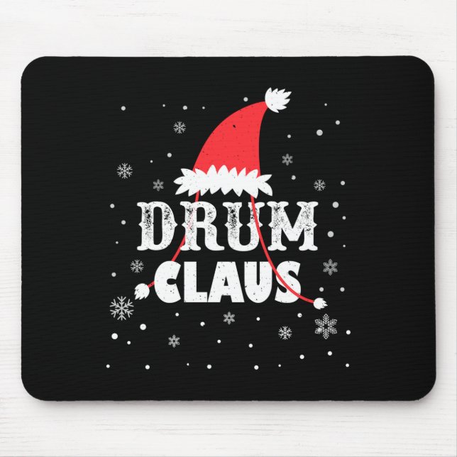 Drum Claus Santa Christmas Drummer Long Sleeve  Mouse Pad (Front)
