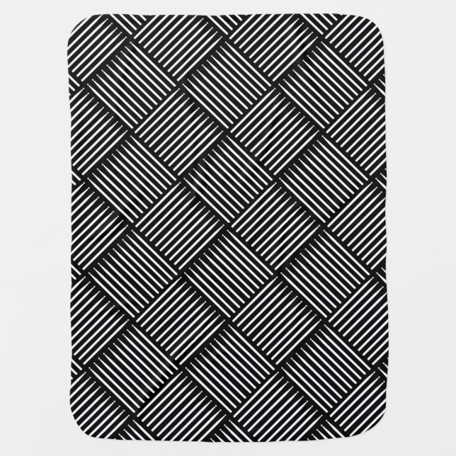 Drum Crosshatch Black Baby Blanket (Front)