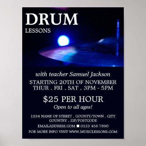 Drum Cymbal Drum Lessons Advertising Poster