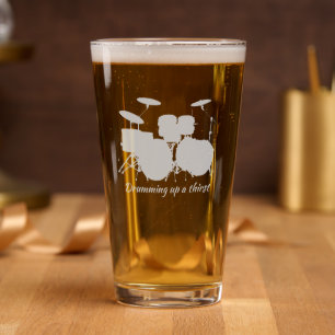 Drum Drummer Drumming Design Etched Glassware