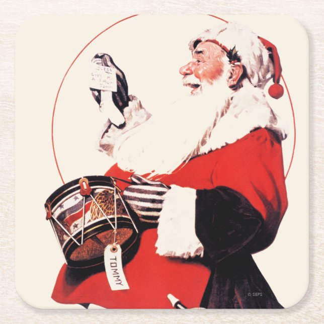 Drum for Tommy Square Paper Coaster (Front)