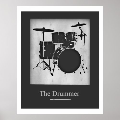Drum for walls black and white poster
