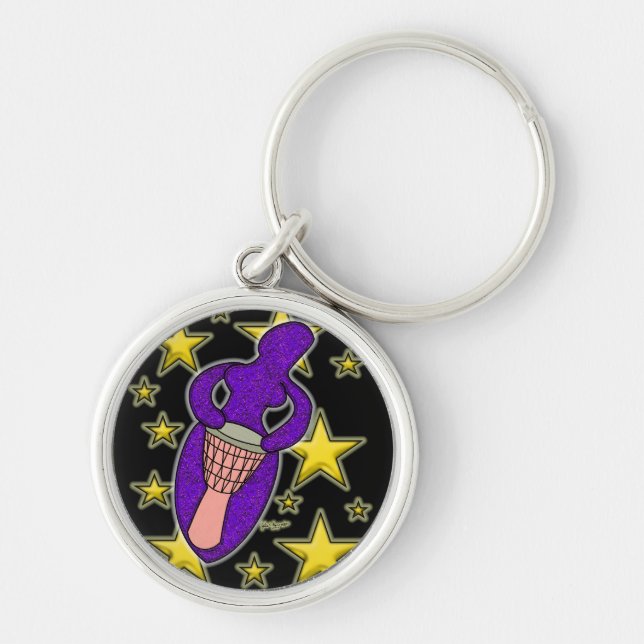 Drum Goddess Keychain Premium Round (Front)