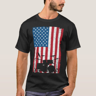 Drum kit American Flag 4th of July T-Shirt