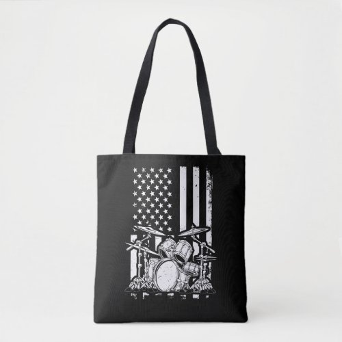 Drum Kit American Flag  Drummer Musician Tote Bag