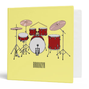 Drum kit cartoon illustration  3 ring binder