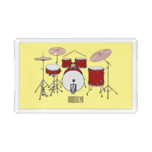 Drum kit cartoon illustration acrylic tray