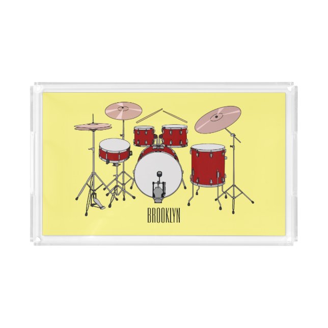 Drum kit cartoon illustration  acrylic tray (Front)