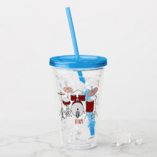 Drum kit cartoon illustration acrylic tumbler