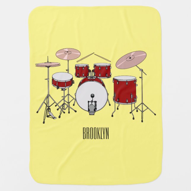 Drum kit cartoon illustration  baby blanket (Front)