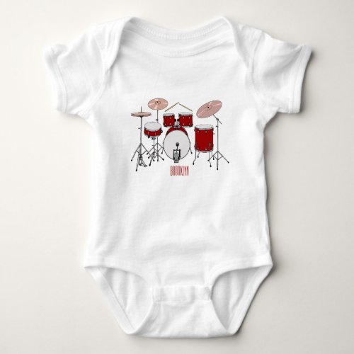 Drum kit cartoon illustration  baby bodysuit