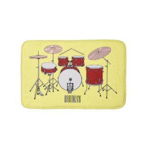 Drum kit cartoon illustration bath mat
