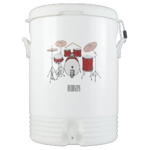 Drum kit cartoon illustration beverage cooler