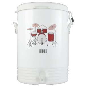 Drum kit cartoon illustration beverage cooler