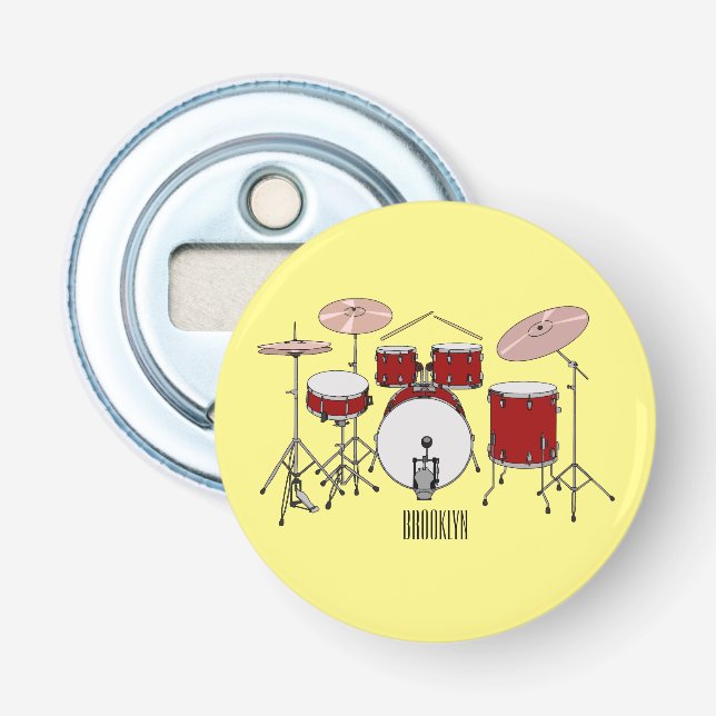 Drum kit cartoon illustration  bottle opener (Front)