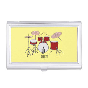 Drum kit cartoon illustration  business card case