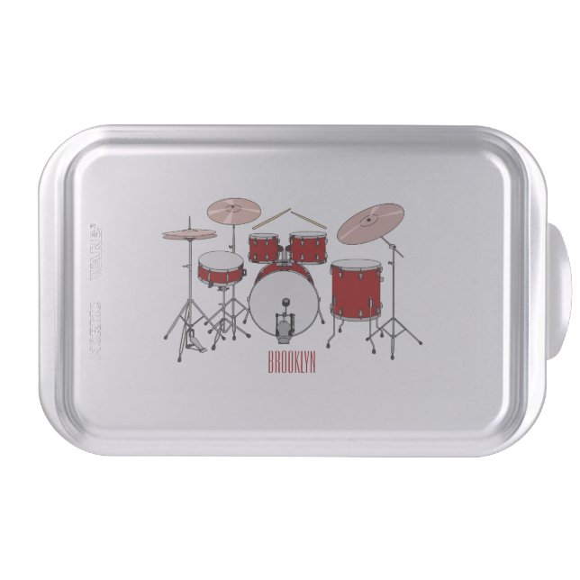 Drum kit cartoon illustration  cake pan (Front)