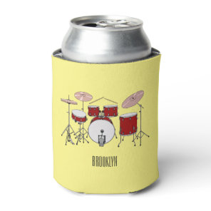 Drum kit cartoon illustration can cooler