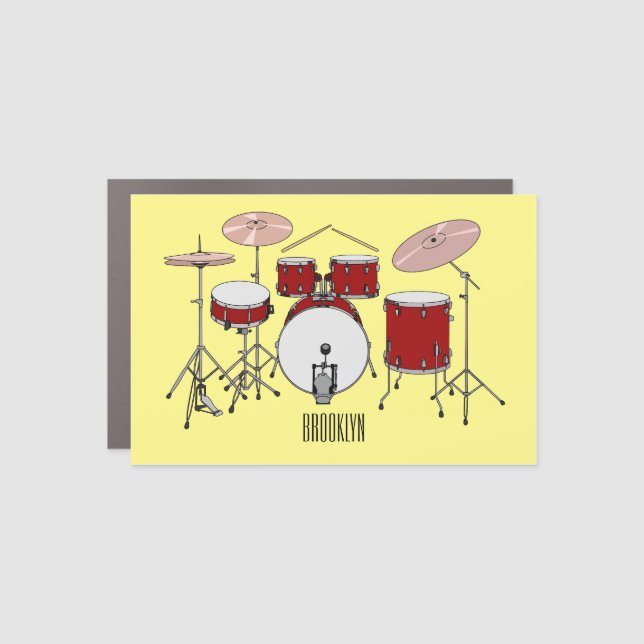 Drum kit cartoon illustration  car magnet (Front)