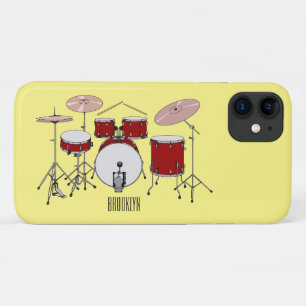 Drum kit cartoon illustration iPhone 11 case