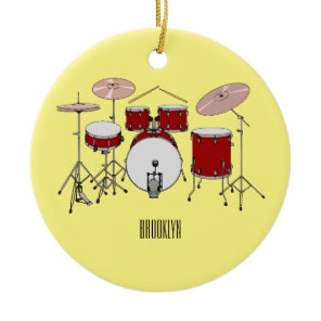 Drum kit cartoon illustration  ceramic ornament