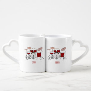 Drum kit cartoon illustration coffee mug set