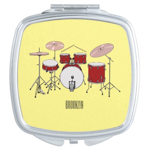 Drum kit cartoon illustration  compact mirror