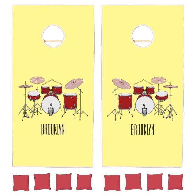 Drum kit cartoon illustration  cornhole set (Set)