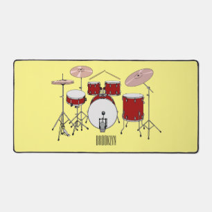Drum kit cartoon illustration desk mat