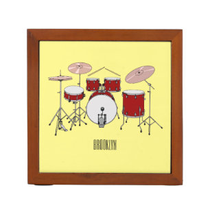 Drum kit cartoon illustration desk organizer