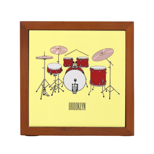 Drum kit cartoon illustration  desk organizer (Front)
