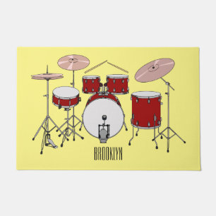 Drum kit cartoon illustration doormat