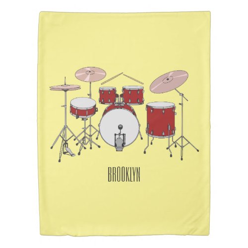 Drum kit cartoon illustration  duvet cover