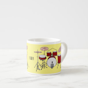 Drum kit cartoon illustration espresso cup