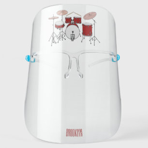 Drum kit cartoon illustration face shield