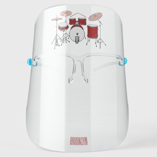 Drum kit cartoon illustration face shield (Front)