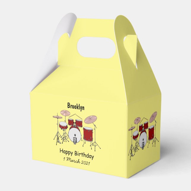 Drum kit cartoon illustration favor boxes (Front Side)