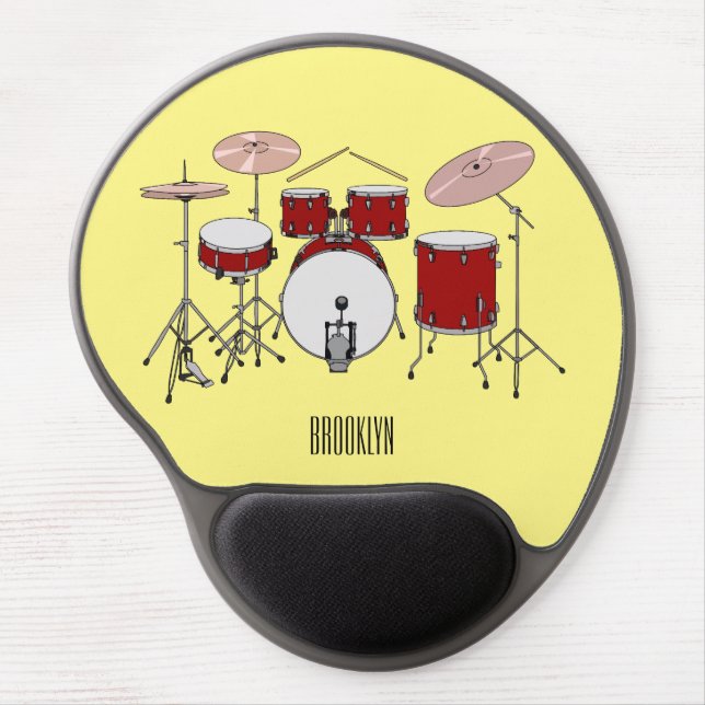 Drum kit cartoon illustration  gel mouse pad (Front)