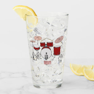 Drum kit cartoon illustration glass