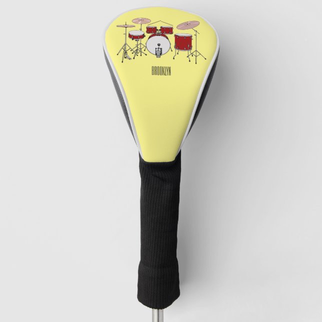 Drum kit cartoon illustration  golf head cover (Front)